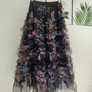 Colorful Floral Mesh Skirt